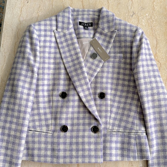 NWT J.Crew Cropped double-breasted blazer in English wool. $348 - Picture 3 of 16